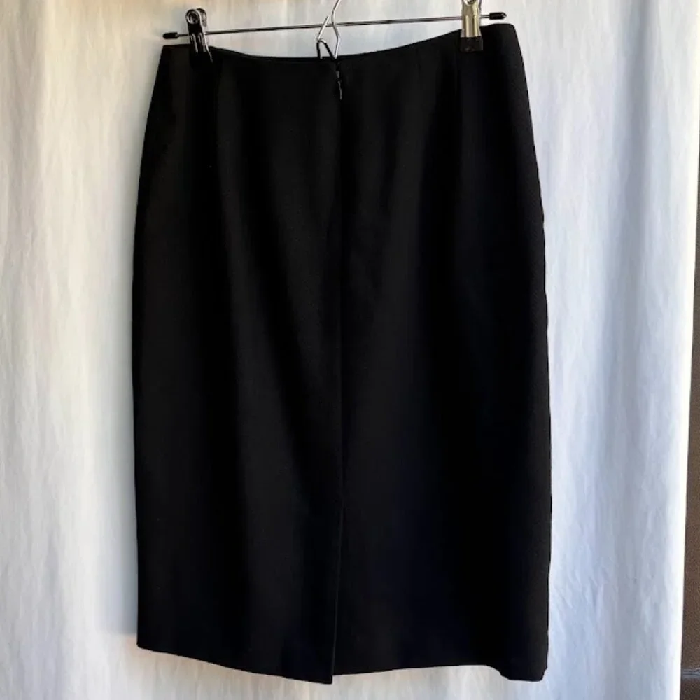 Vintage 100% Wool Black Pencil Skirt Linda Allard Ellen Tracy Size 8 - Picture 3 of 3